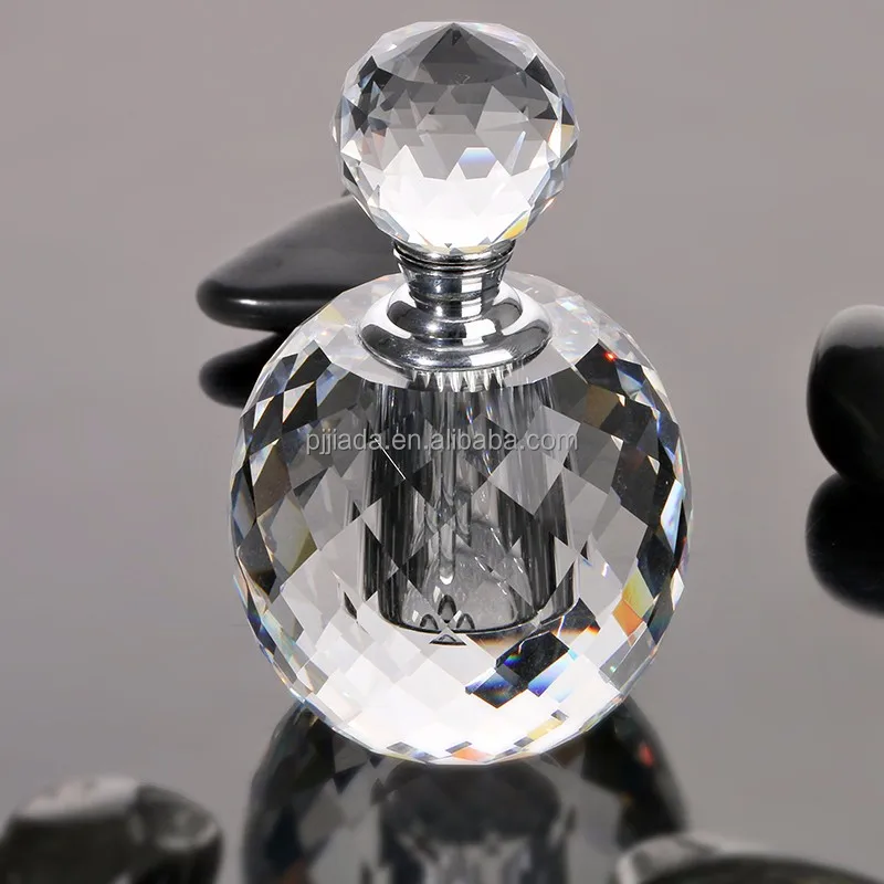 6ml Clear Prism Round Luxury Refillable Women Parfum Vintage Empty K9 Crystal Cut Glass perfume Bottle