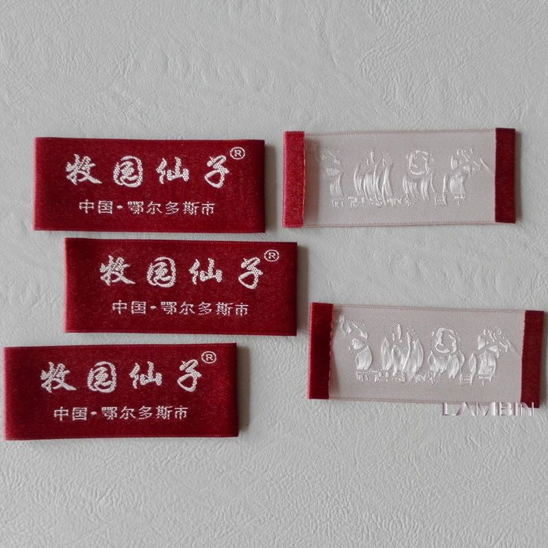 High density damask satin woven label from China BSCI certification factory