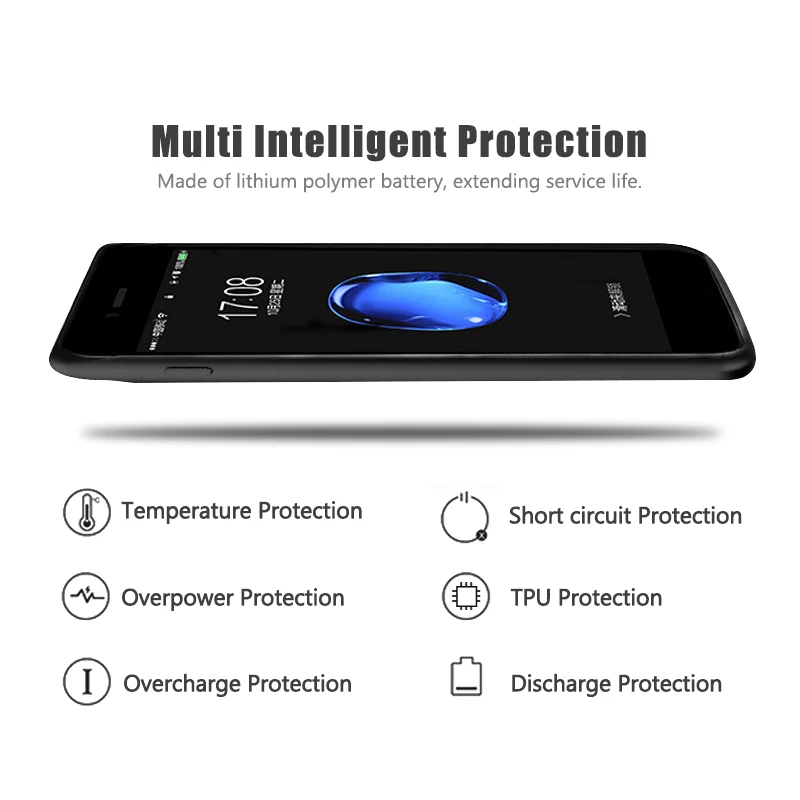 
ZZYD 3800mAh Battery Phone Case Charger Slim Mini Portable Powerbanks for iPhone X 