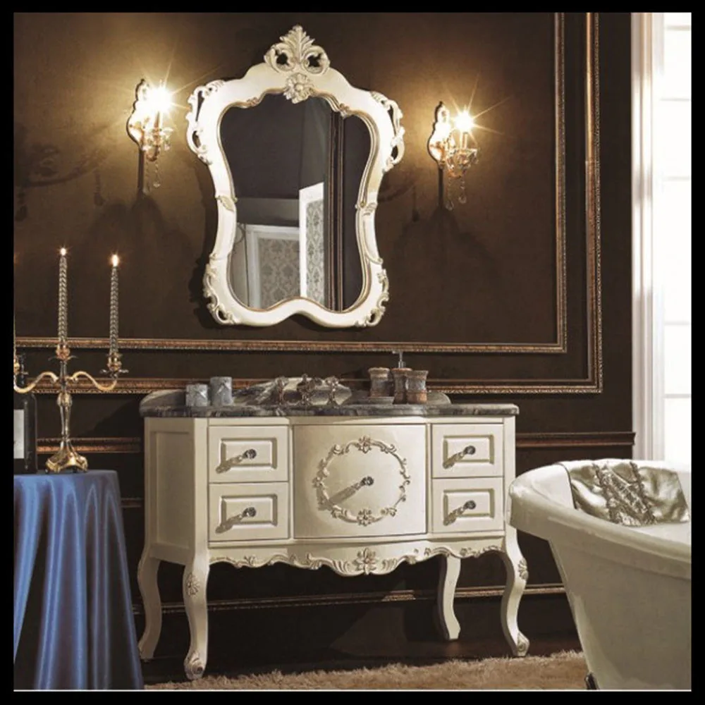 Double sinks bathroom furniture espresso finishing ash grey floor touched classical white solid wood bath vanity