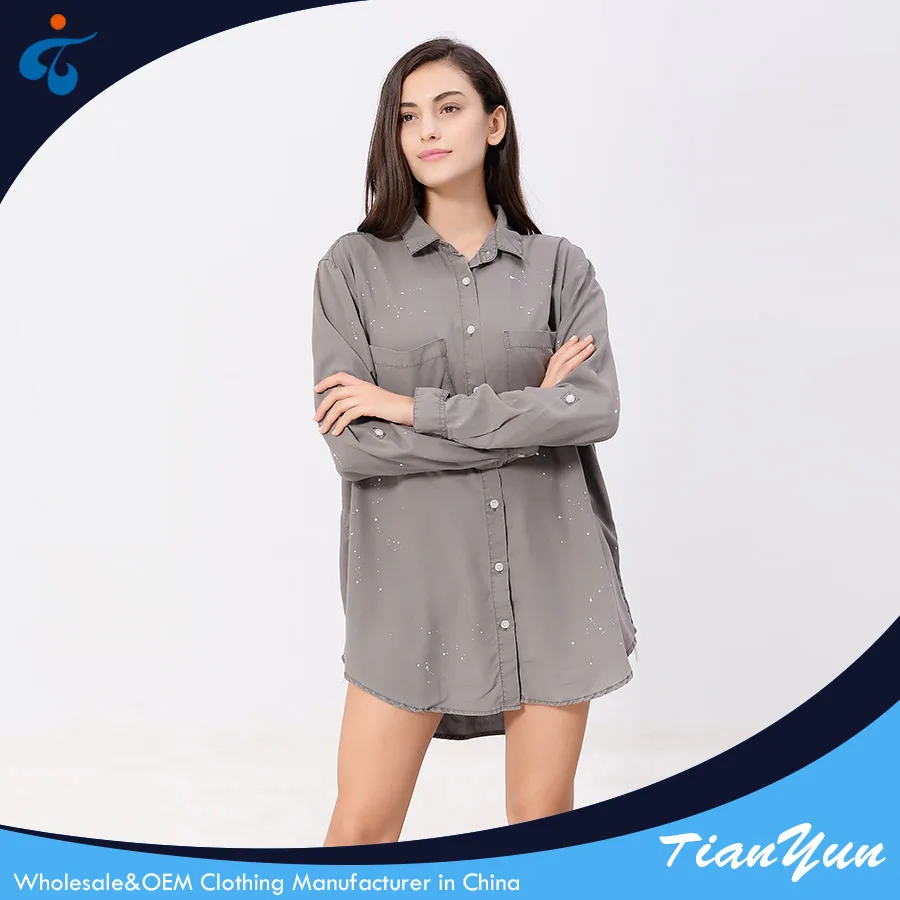 Wholesale top quality professional garment dyed lyocell blouse latest designs