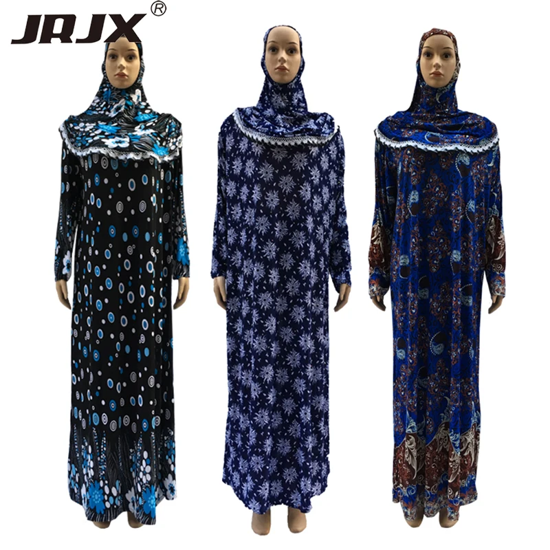 
Wholesale Flower Printed Muslim Dress Fashion Colorful Abaya 