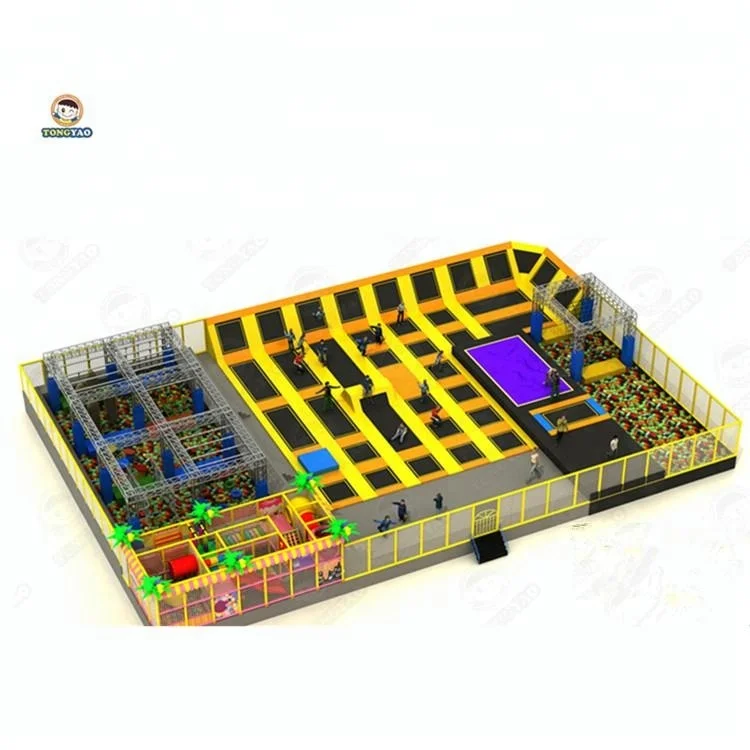 Custom big Size Foam Bungee Jumping Bed ft Kids slide indoor playground Outdoor Square Trampoline