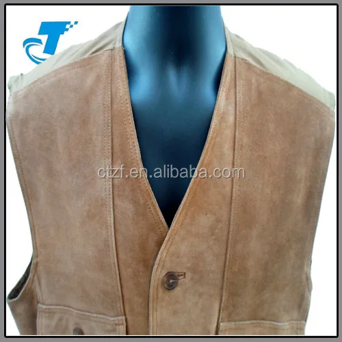 Hottest brown adult out wear waistcoats men breathable leather shooting vest