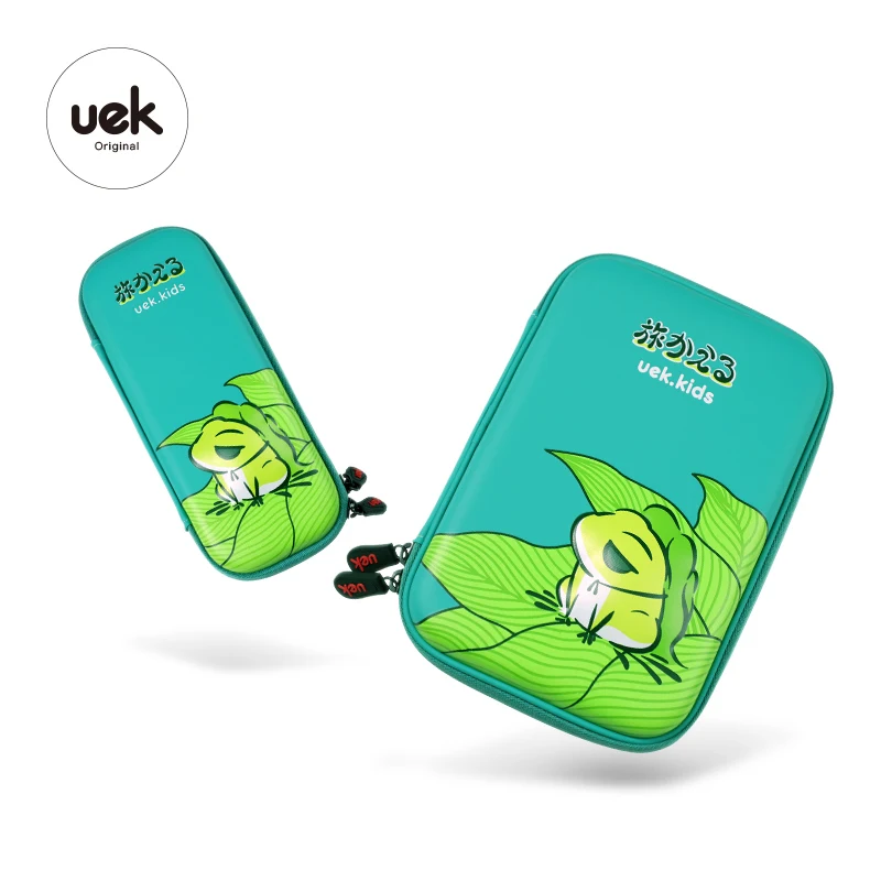 
UEK Kids Eva 3D Travel Frog pencil case for school children Stationery wholesale stationery kawaii 