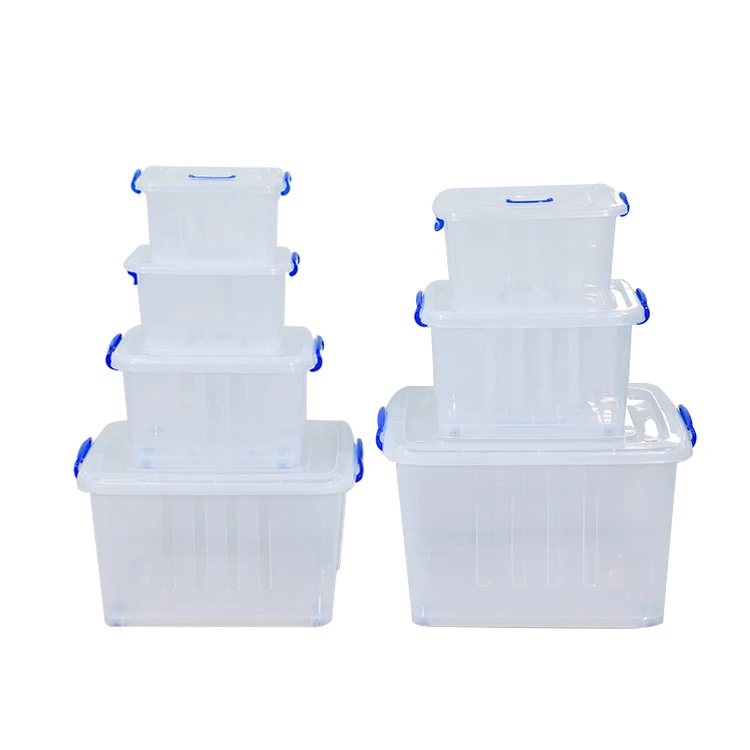 10L-250L Hard clear plastic storage containers with lid clear storage banker boxes with lids 49 litre