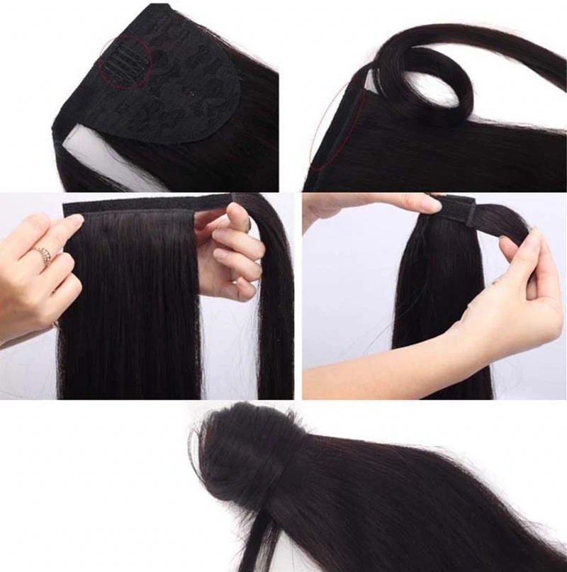 Натуральные Индийские Реми-волосы для наращивания конского хвоста, длинные волнистые человеческие волосы со шнурком, конский хвост, 140 г