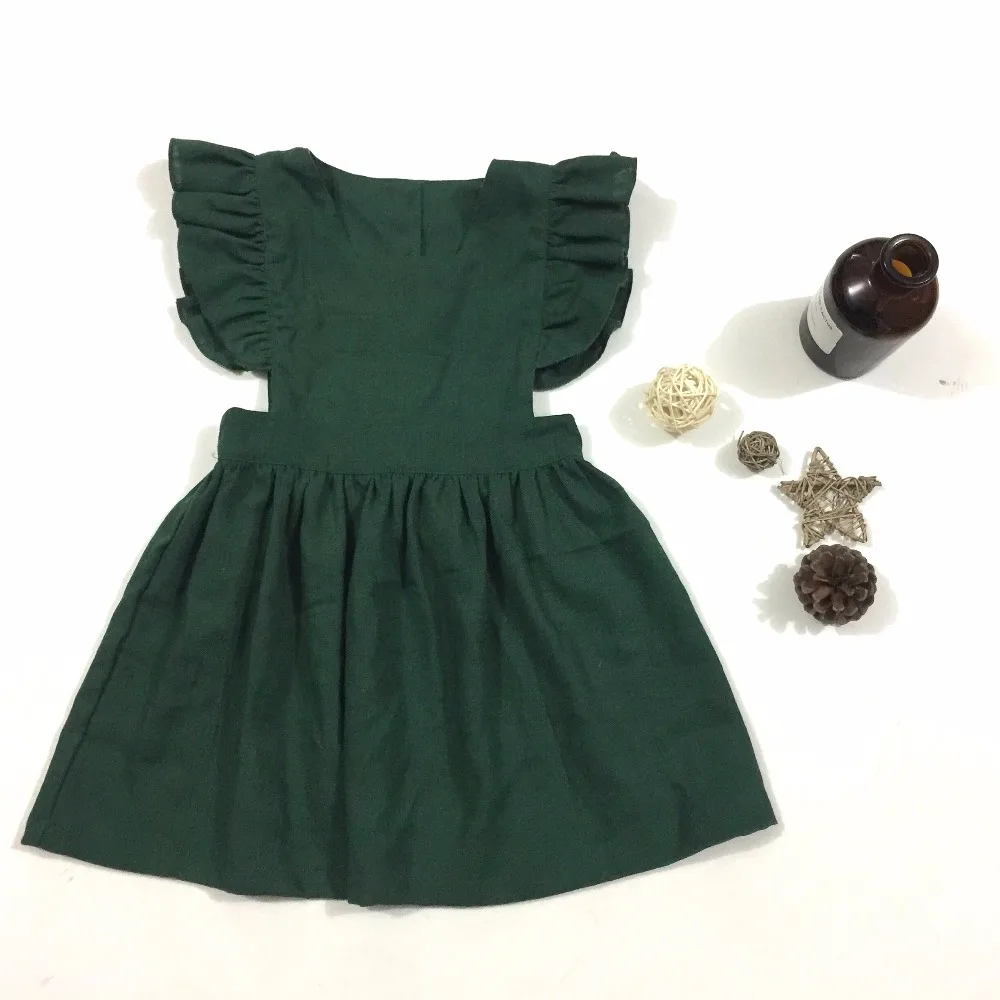 New Design Girl Smocked Dress Flutter Sleeve Cotton Fabric Handmade Girl Dress Wholesale