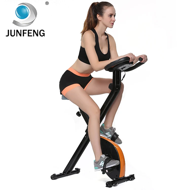 Crossfit Stationary Exercise Bike Foldable Metal/Steel Indoor Fitness Equipment with Magnetic Resistance for Home Gym Use