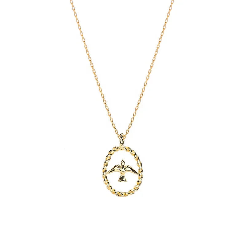 HYH 925 silver necklace swallow and twist circle pendant necklace