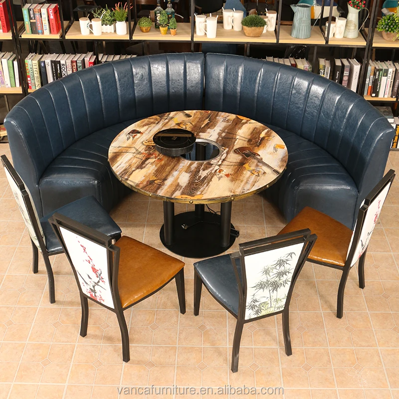 Wholesale custom made modern furniture used leather seating round restaurant booths