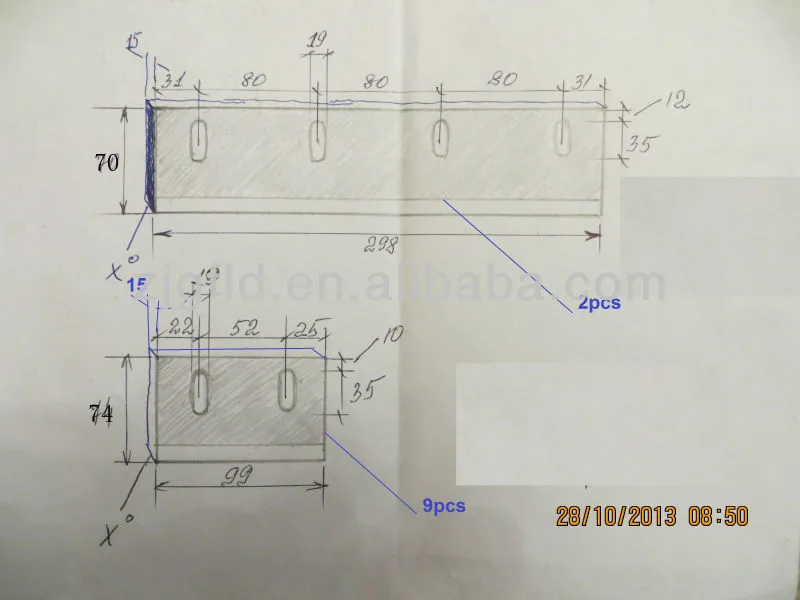 Лезвие дробилки пластиковых