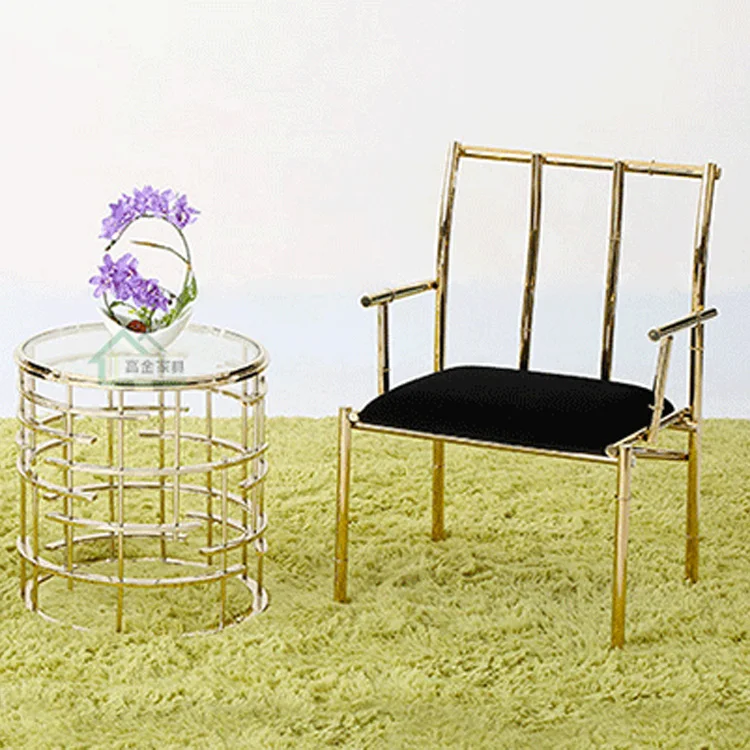 Modern Leisure Metal Bamboo Design Business Guest Office Chair With Armrest