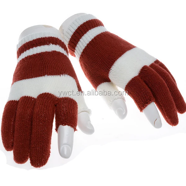 Custom Knitted Thinsulate Winter Warm 2 Fingerless Cute Students Study gloves