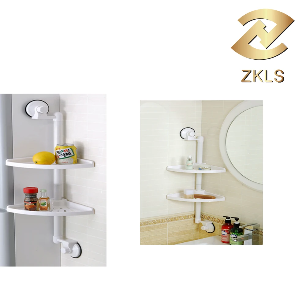 
Household Wall Corner Plastic Bathroom Double Tiers Corner Shelves 