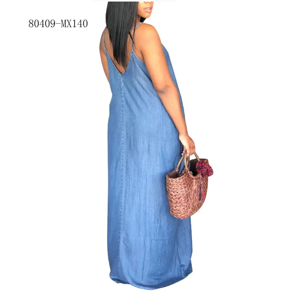 80409-MX140 simple desgin women maxi sleeveless casual dress