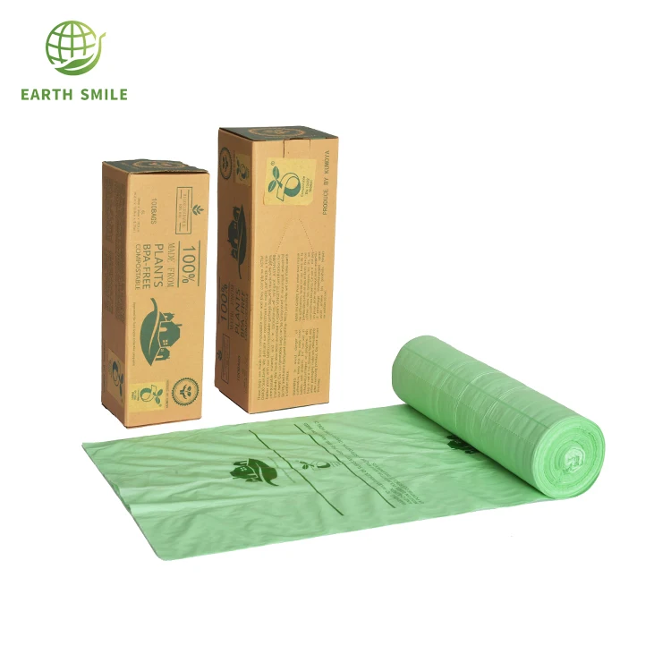 BPI Certified Logo Custom Printed Eco Friendly Black Blue Bio Compostable Bags Antistatic Clear Degradable Trash Bags On Roll