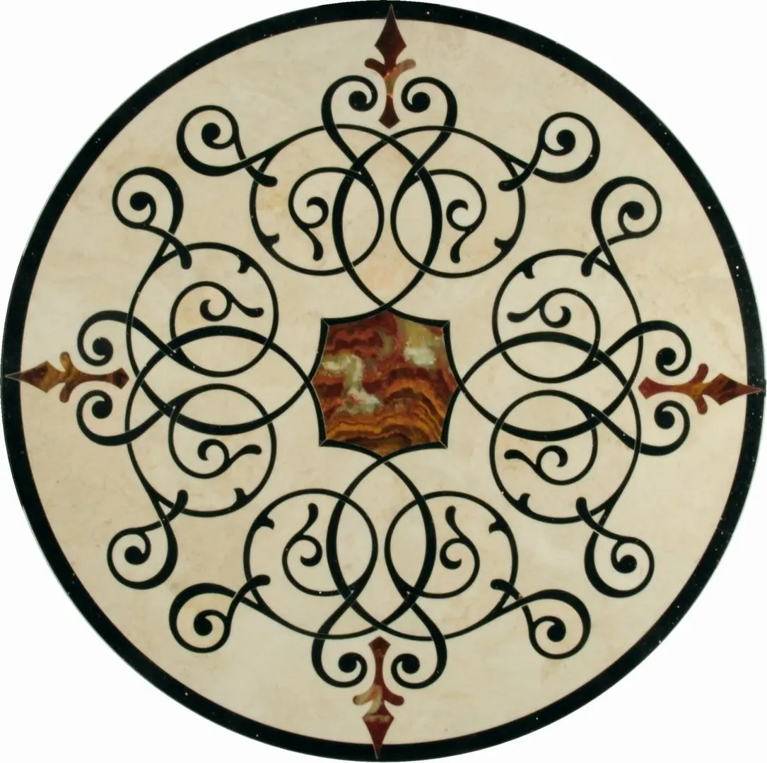 Decorstone24 Factory Directly Waterjet Round Marble Floor Medallions Patterns