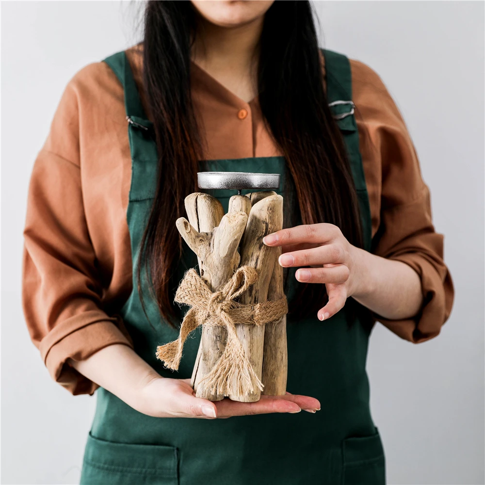 Candlestick Handmade Wooden Tea Light Holder Home Decor Driftwood Candle Holder