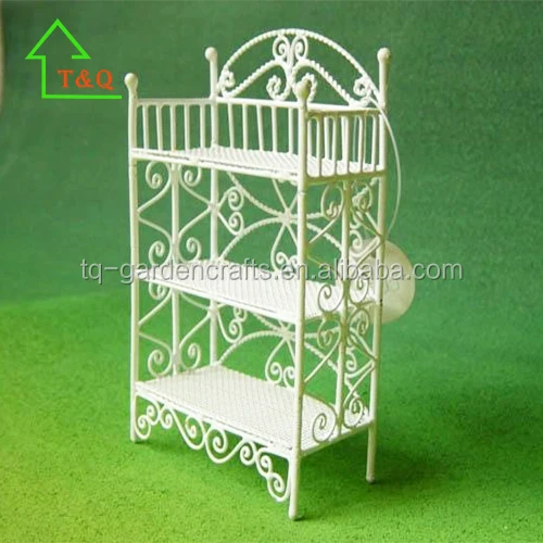 
DOLLHOUSE MINIATURES LARGE WHITE METAL WIRE BATHROOM TOWEL SHELF 