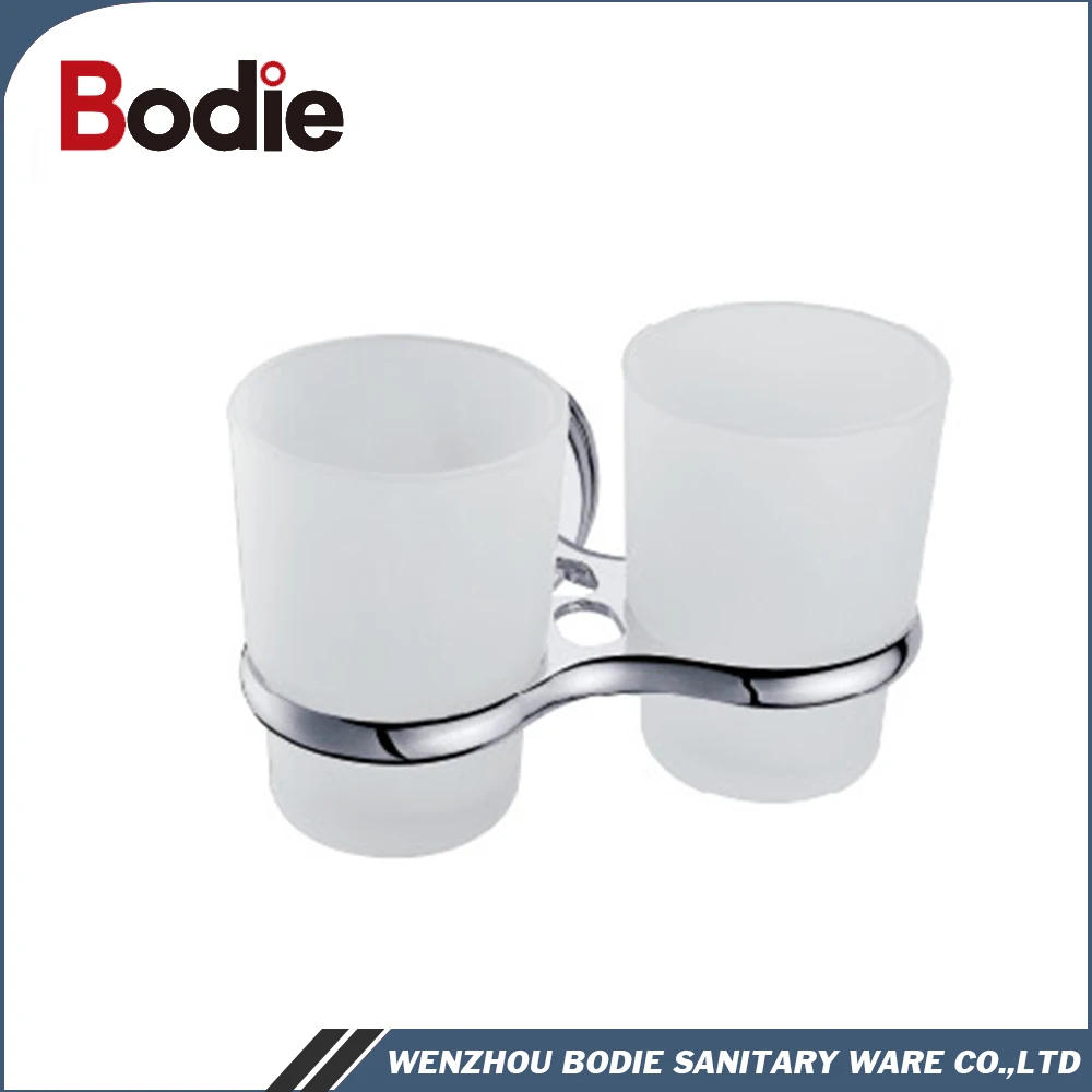 
OEM/ODM Direct factory Zinc Bathroom glass cup holder Wall Mounted Toothbrush Tumbler Holder 