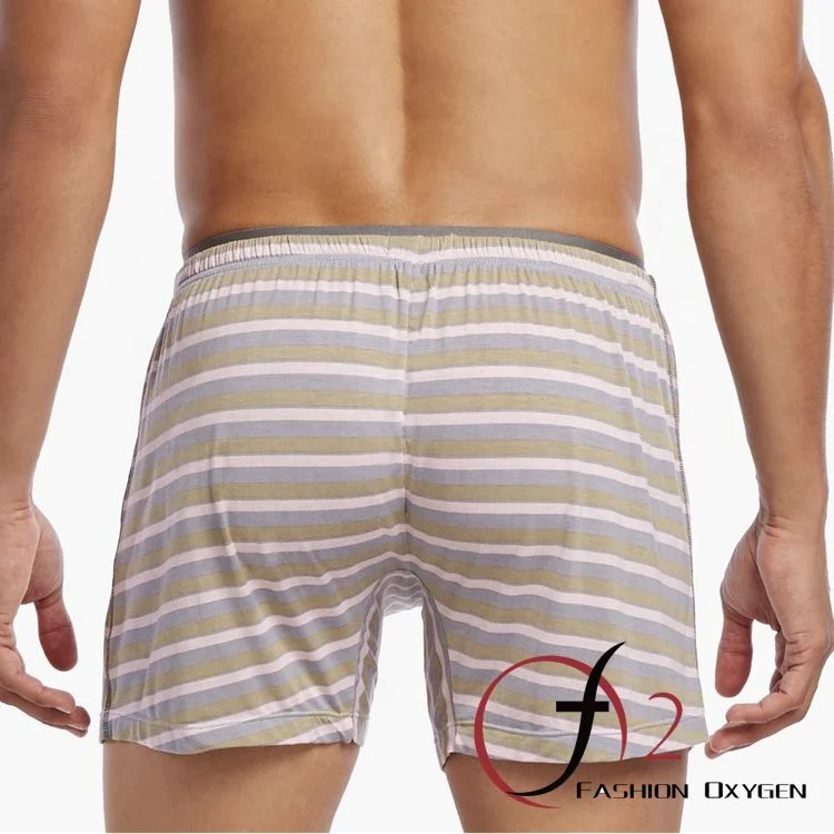 Male comfortable underwear modal striped boxers button fly boxer shorts old man underwear