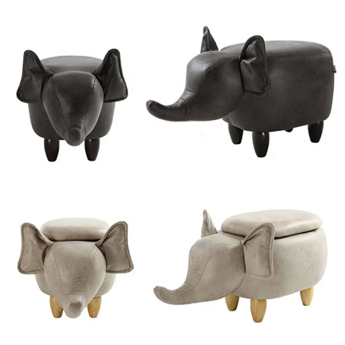 PU material Animal elephant shape storage ottoman with wooden legs