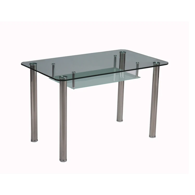 Modern Black Rectangular Tempered Clear Glass Top Living Room table Glass Dining Table