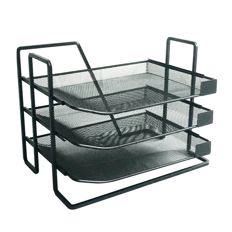 Black 3 Tier / Layer Paper File Tray Set