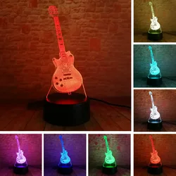 Luminous Bass Guitar Action Figure 3D Illusion LED NightLight Colorful Touch Flash Fairy Light Action & Toy Figures Child Gifts