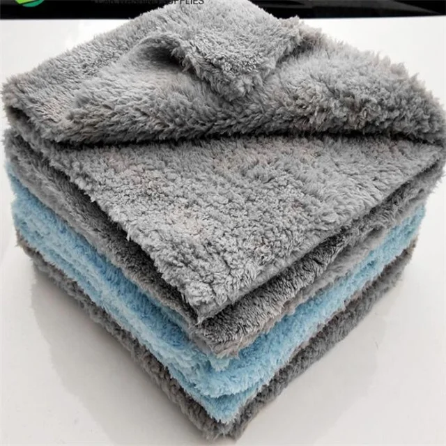 40*40CM Edgeless Microfiber Coral Fleece Blue Car Wash Towel