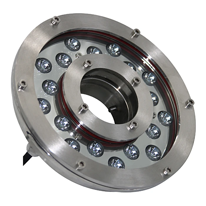 316SS IP68 Stainless Nozzle White Rgb Rgbw dmx512 Stainless Pool Swimming Pond Underwater Lighting Ring Led Fountain Light