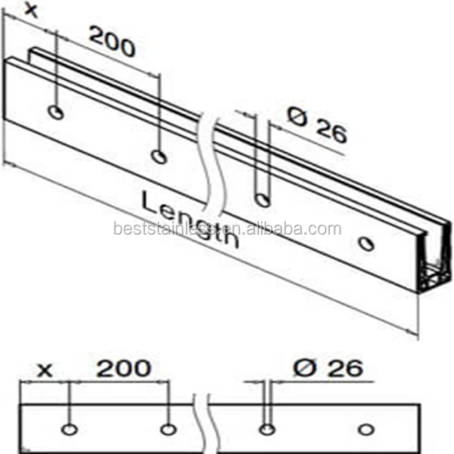 Aluminium Fascia Mount Base Profiles for Glass Balustrade