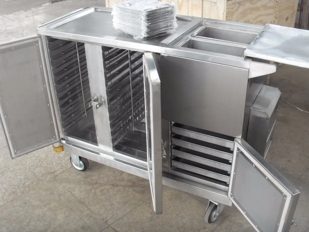 2018 THR-FC001 больницы нержавеющей стали электрическая тележка для еды из передвижная тележка