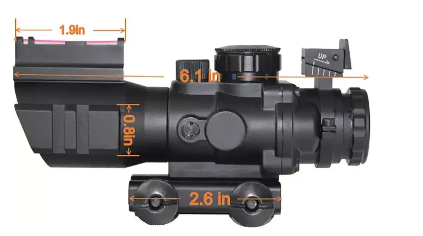 Scope Fiber Illuminated 4x32 Rifle Optic Sight Red Tactical Tri Acog Prismatic