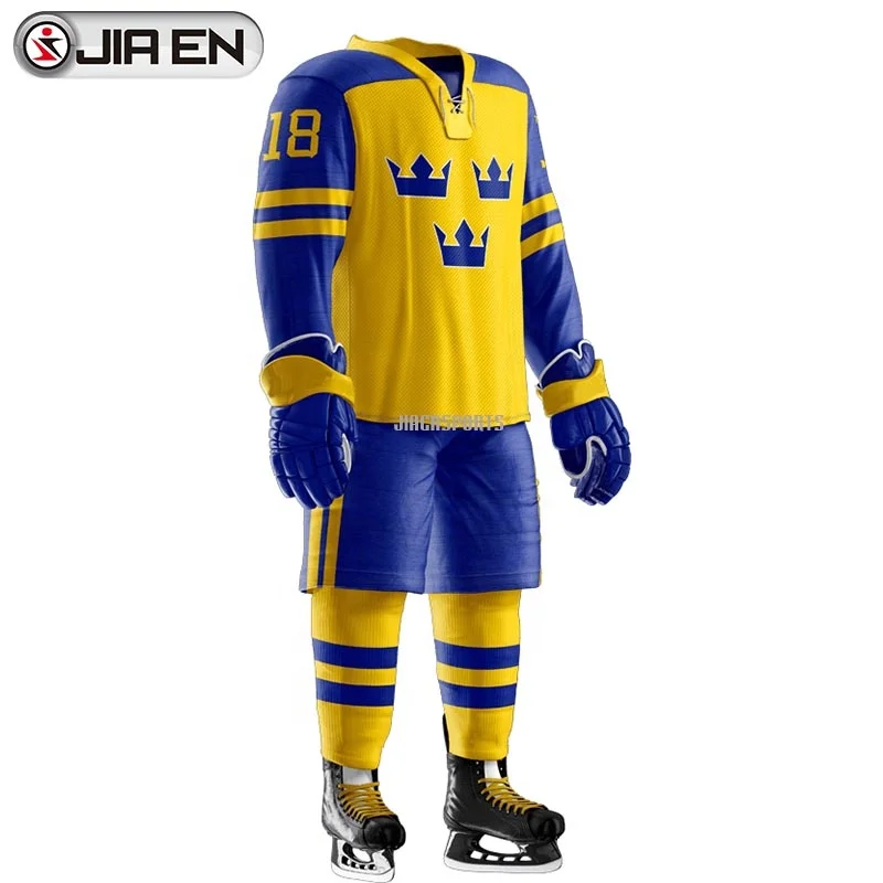 Team sweden hockey jersey wholesale sublimated  ice hockey jersey