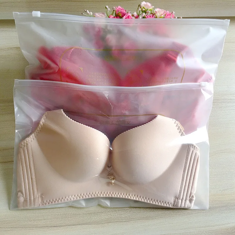 Custom LOGO Printing Pe Clear bra bikini zip lock plastic packaging bag