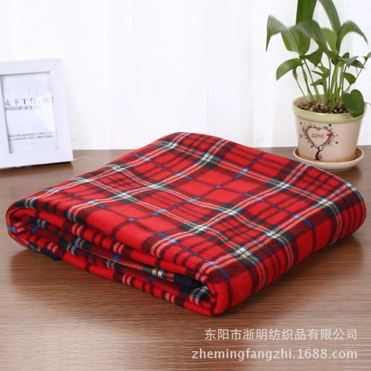 cheap price 100% Polyester plaid blanket scarf printed picnic polar fleece blanket in stock