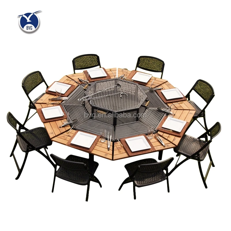 
Customized Design Outdoor Folding BBQ 8 persons Charcoal Portable Barbecue Table 