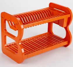 wholesale home kitchen Multipurpose 2 tiers blue ABS plastic storage tableware dish rack