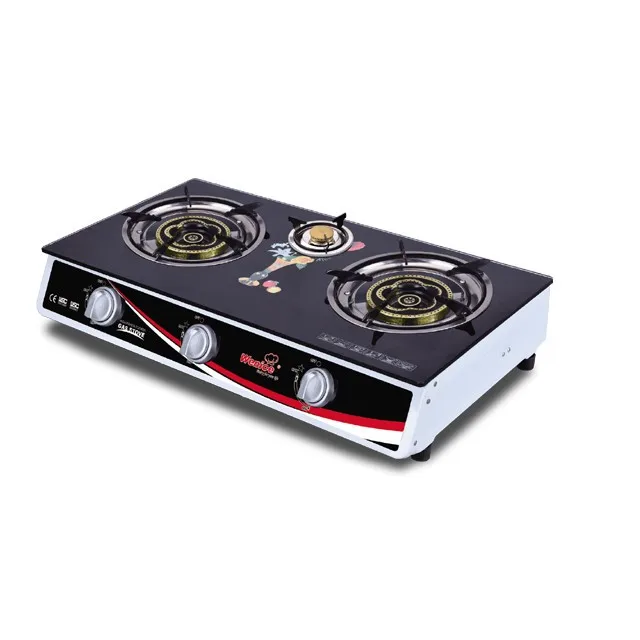 Tabletop Tempered Glass 3 Burners Tempered cover Gas Stove Gas cooker