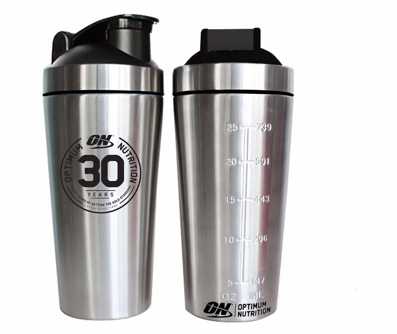 Wholesale 750ml Stainless Steel Custom Logo Gym Fitness Sports Protein Metal Shaker Bottle With Blender Mixer Ball