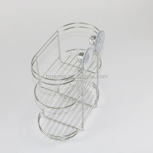 stainless steel bathroom storage rack with suction cup