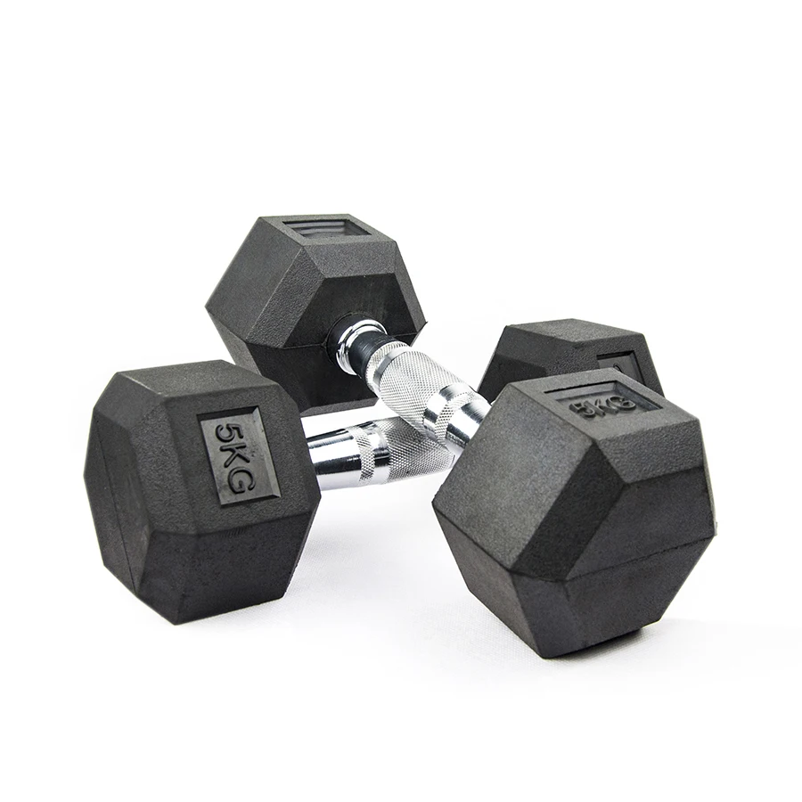 Wholesale black hex / hexagonal / hexagon rubber coated gym dumbells dumbles dummbells dumbbells sets