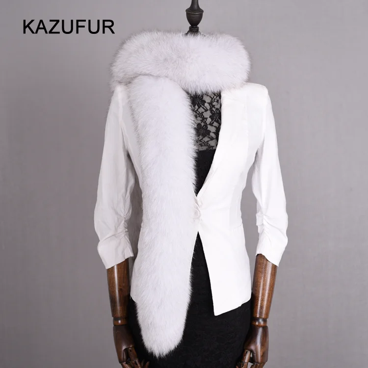 Top fashion real blue fox fur scarf long fur scarf for women/winter warm fox fur scarf natural color (60519407130)