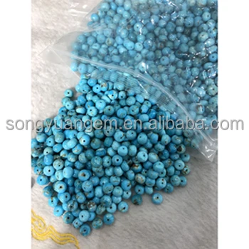 Mexican Turquoise roundel 3mm gemstone 3.4 inch length 5.35 cts strand