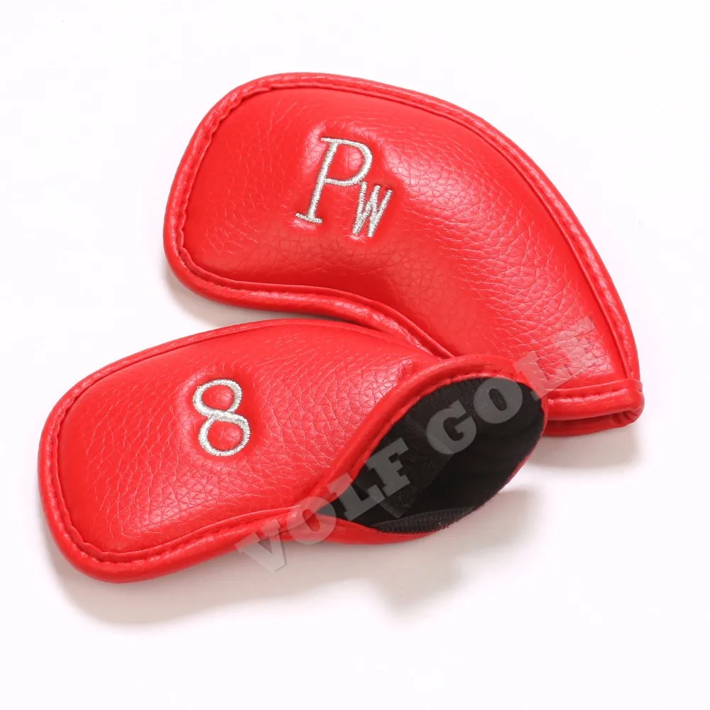 
12pcs/set Red Waterproof PU Leather Golf Iron Headcovers Set Fit Most of Golf Brand TM TL CA Custom LOGO Available Head Cover 