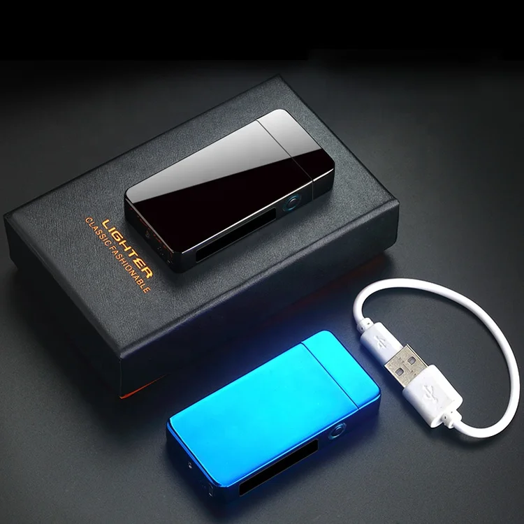 new arrival windproof usb touch electronic smoking gifts cigarette flameless electric lighter with custom logo brand led power
