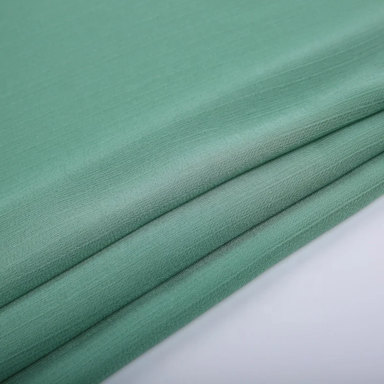 New product polyester green plain dyed recycle yoryu crinkle Korea composition chiffon fabric