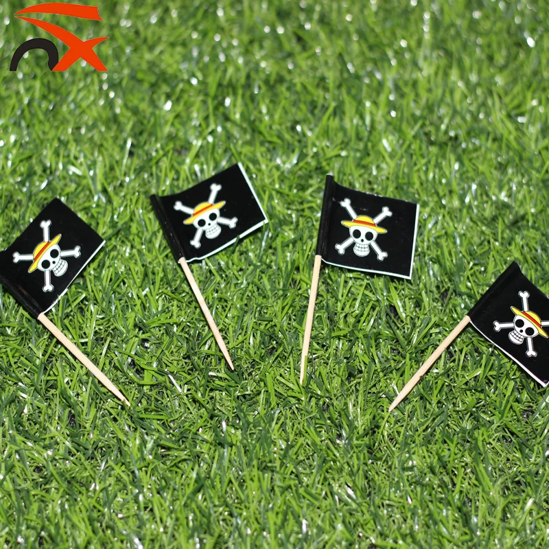 custom design 2 sides print custom small pirate flag toothpick dinner flag food flag